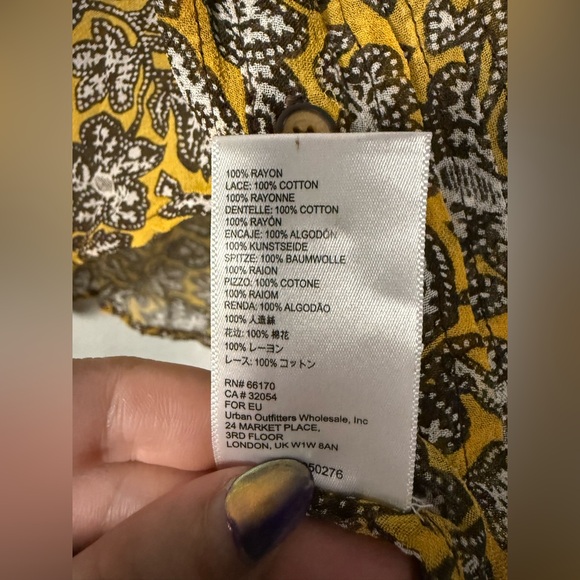 By Anthropologie Sleeveless Yellow and Brown Floral Crochet Bardot Blouse US 10 - Picture 16 of 16